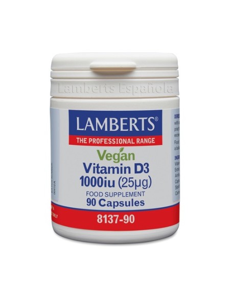 Vitamina D3 vegana 1000UI (25µg) 90 cápsulas Lamberts Vitamina D3 vegana 1000UI (25µg) 90 cápsulas Lamberts