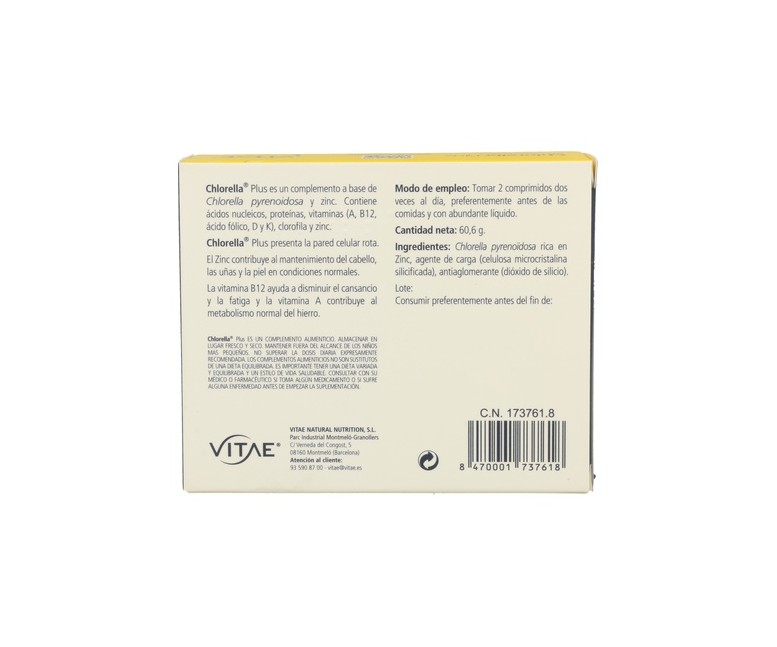 Chlorella Plus 60 comprimidos de 1000mg Vitae