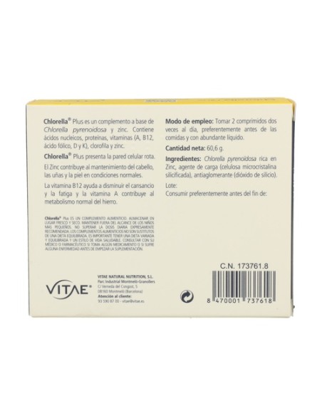 Chlorella Plus 60 comprimidos de 1000mg Vitae