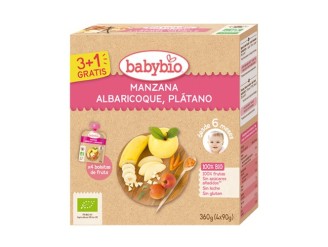 Pouche de manzana, albaricoque y plátano Bio 6m+