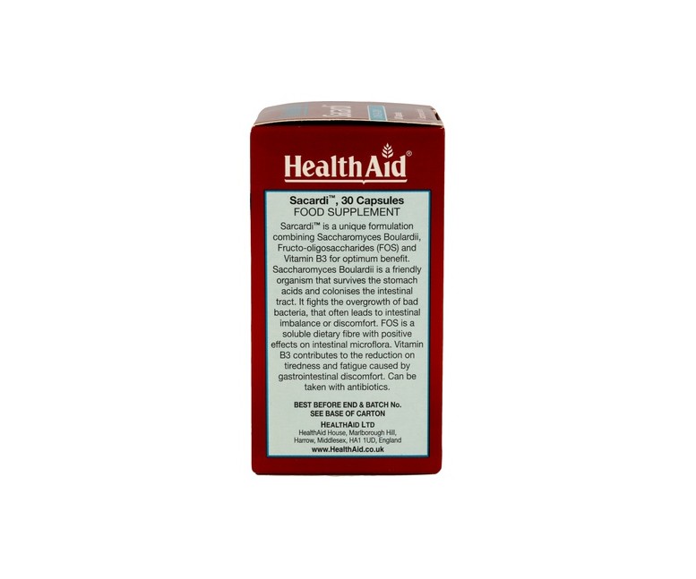 Sacardi (Saccharomyces Boulardii) 30 cápsulas vegetales Health Aid