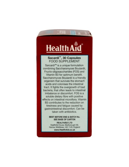Sacardi (Saccharomyces Boulardii) 30 cápsulas vegetales Health Aid