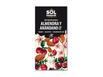 Chocolate vegano blanco con almendras y arándanos Bio