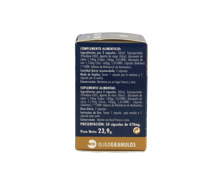 Zinc-Cobre oligogranulos 50 cápsulas Waydiet