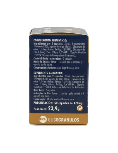 Zinc-Cobre oligogranulos 50 cápsulas Waydiet Zinc-Cobre oligogranulos 50 cápsulas Waydiet