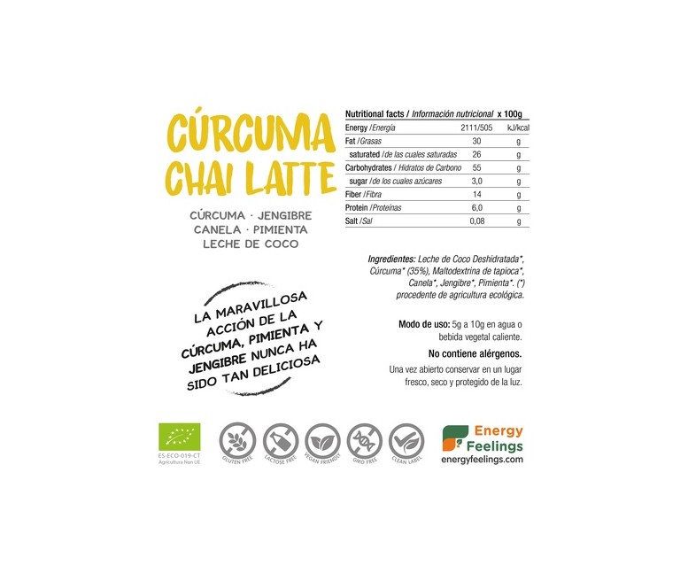 Curcuma Chai Latte Eco 250 g Energy Feelings