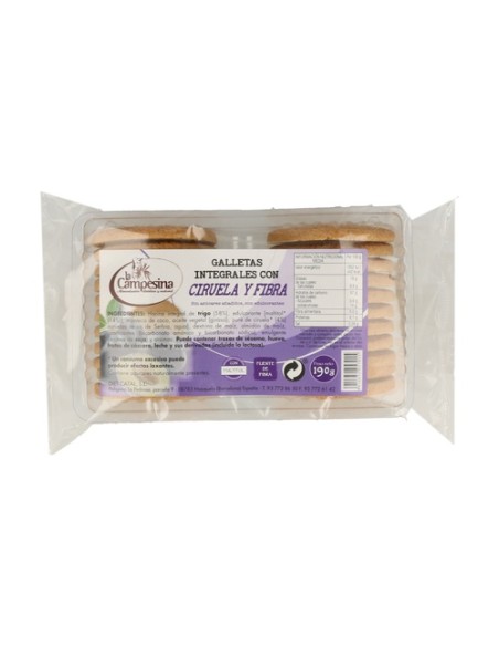 Galletas Integrales Ciruela y Fibra sin Azúcar 190 g La Campesina Galletas Integrales Ciruela y Fibra sin Azúcar 190 g La Campesina