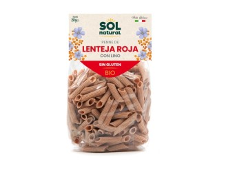 Macarrones lenteja roja con lino sin gluten Bio