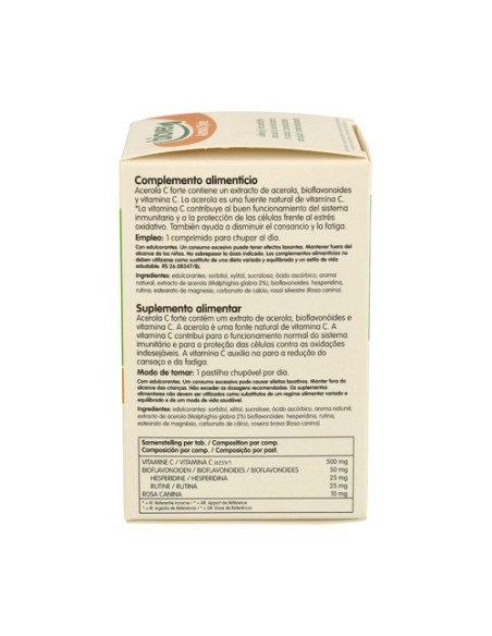 Acerola C Forte 50 comprimidos Biover Acerola C Forte 50 comprimidos Biover