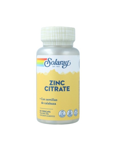 Citrato de zinc 60 cápsulas vegetales de 50mg Solaray