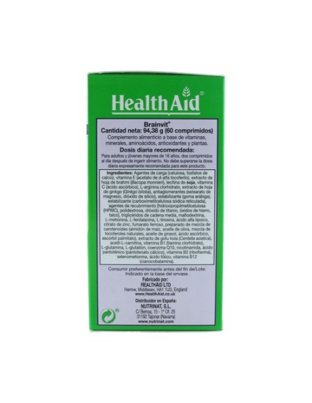 Brain Vit 60 comprimidos Health Aid Brain Vit 60 comprimidos Health Aid