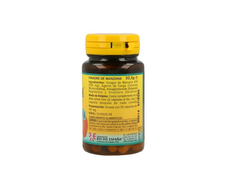 Vinagre De Manzana 50 cápsulas de 500mg Nature Essential
